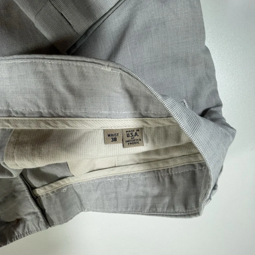 Bills Khakis M3 Mens 38 Trim Fit Micro Check Pants Gray Flat Front Cuffed USA